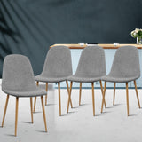Artiss Dining Chairs Set of 4 Linen Curved Slope Grey - Low Angle
