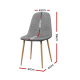Artiss Dining Chairs Set of 4 Linen Curved Slope Grey - Front View