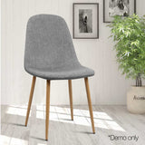 Artiss Dining Chairs Set of 4 Linen Curved Slope Grey - Rear View