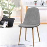 Artiss Dining Chairs Set of 4 Linen Curved Slope Grey - Close-Up Angle