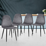 Artiss Dining Chairs Set of 4 Velvet Curved Slope Grey - Low Angle