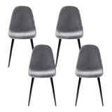 Artiss Dining Chairs Set of 4 Velvet Curved Slope Grey - Side View