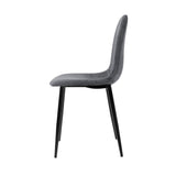 Artiss Dining Chairs Set of 4 Velvet Curved Slope Grey - Top-Down View