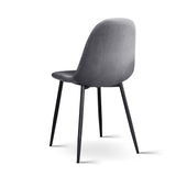Artiss Dining Chairs Set of 4 Velvet Curved Slope Grey - 45-Degree Angle