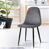 Artiss Dining Chairs Set of 4 Velvet Curved Slope Grey - Close-Up Angle