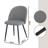 Artiss Dining Chairs Set of 2 Linen Solid Curved Houndstooth - Front View