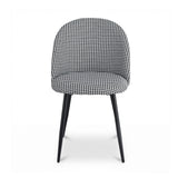 Artiss Dining Chairs Set of 2 Linen Solid Curved Houndstooth - Side View