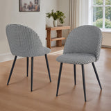Artiss Dining Chairs Set of 2 Linen Solid Curved Houndstooth - Close-Up Angle