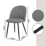 Artiss Dining Chairs Set of 4 Linen Solid Curved Houndstooth - Front View