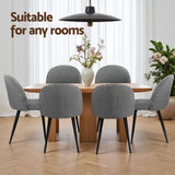 Artiss Dining Chairs Set of 4 Linen Solid Curved Houndstooth - Rear View