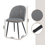 Artiss Dining Chairs Set of 4 Linen Solid Curved Houndstooth - Front View