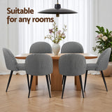 Artiss Dining Chairs Set of 4 Linen Solid Curved Houndstooth - Rear View