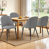 Artiss Dining Chairs Set of 4 Linen Solid Curved Houndstooth - Close-Up Angle