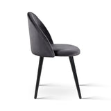 Artiss Dining Chairs Set of 2 Velvet Solid Curved Dark Grey - Top-Down View