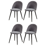 Artiss Dining Chairs Set of 4 Velvet Solid Curved Dark Grey