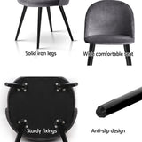 Artiss Dining Chairs Set of 4 Velvet Solid Curved Dark Grey