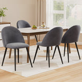 Artiss Dining Chairs Set of 4 Velvet Solid Curved Dark Grey - Close-Up Angle