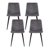 Artiss Dining Chairs Set of 4 Velvet Horizontal Slope Grey - Side View