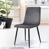 Artiss Dining Chairs Set of 4 Velvet Horizontal Slope Grey - Close-Up Angle