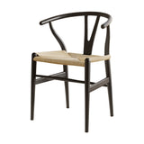 1x Artiss Dining Chair Wooden Rattan Wishbone Black - Close-Up Angle
