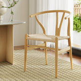 Artiss Dining Chair Wooden Rattan Seat Wishbone Back - Close-Up Angle