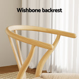 Artiss Dining Chair Wooden Rattan Seat Wishbone Back - 45-Degree Angle