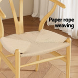 Artiss Dining Chair Wooden Rattan Seat Wishbone Back - Rear View