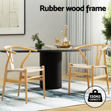 1 Set of 4 Artiss Dining Chairs Wooden Rattan Seat Wishbone Back - Top-Down View