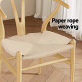 1 Set of 4 Artiss Dining Chairs Wooden Rattan Seat Wishbone Back - Rear View