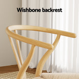 1 Set of 6 Artiss Dining Chairs Wooden Rattan Seat Wishbone Back - 45-Degree Angle