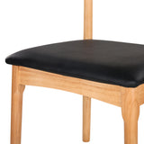Artiss Dining Chair Rubber Wood Leather Seat Black - Side View