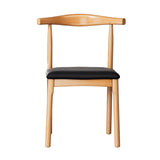 Artiss 2x Dining Chairs Rubber Wood Leather Seat Black - Side View