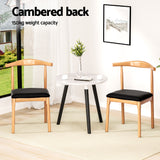 Artiss 2x Dining Chairs Rubber Wood Leather Seat Black - Top-Down View