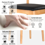 Artiss 2x Dining Chairs Rubber Wood Leather Seat Black - 45-Degree Angle