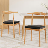 Artiss 2x Dining Chairs Rubber Wood Leather Seat Black - Close-Up Angle