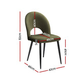 Artiss Dining Chairs Set of 2 Velvet Hollow Green - Front View
