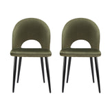 Artiss Dining Chairs Set of 2 Velvet Hollow Green - Side View