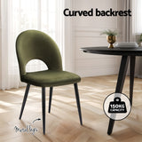 Artiss Dining Chairs Set of 2 Velvet Hollow Green - Top-Down View