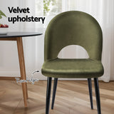 Artiss Dining Chairs Set of 2 Velvet Hollow Green - 45-Degree Angle