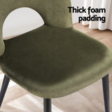 Artiss Dining Chairs Set of 2 Velvet Hollow Green - Rear View