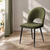 Artiss Dining Chairs Set of 2 Velvet Hollow Green - Close-Up Angle