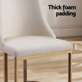 Artiss Dining Chairs Set of 2 Linen Fabric Frame Beige - Rear View