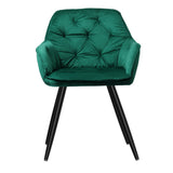 Artiss Dining Chairs Set of 2 Velvet Diamond Tufted Armchair Green - Side View