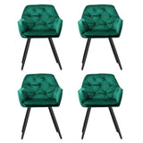 Artiss Dining Chairs Set of 4 Velvet Diamond Tufted Armchair Green - Front View