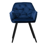 Artiss Dining Chairs Set of 2 Velvet Diamond Tufted Armchair Blue - Side View