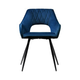 Artiss Dining Chairs Set of 2 Velvet Hollow Armchair Blue - Side View