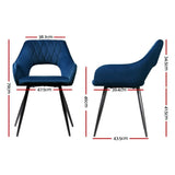 Artiss Dining Chairs Set of 4 Velvet Hollow Armchair Blue - Front View