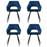 Artiss Dining Chairs Set of 4 Velvet Hollow Armchair Blue - Side View