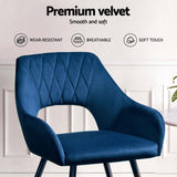 Artiss Dining Chairs Set of 4 Velvet Hollow Armchair Blue - 45-Degree Angle