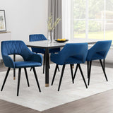 Artiss Dining Chairs Set of 4 Velvet Hollow Armchair Blue - Close-Up Angle
